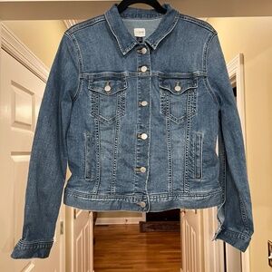 EUC J.Crew Factory Classic Stretch Denim Jean Trucker Jacket in Navy Blue MEDIUM